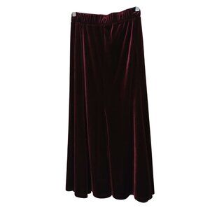 Susan Graver XXS Burgundy Velvet Maxi Skirt Elastic Waist Polyester Spandex #D26